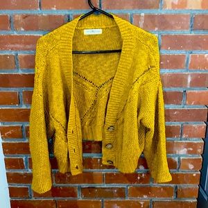 Hot mustard cropped slouchy cardigan xs/s